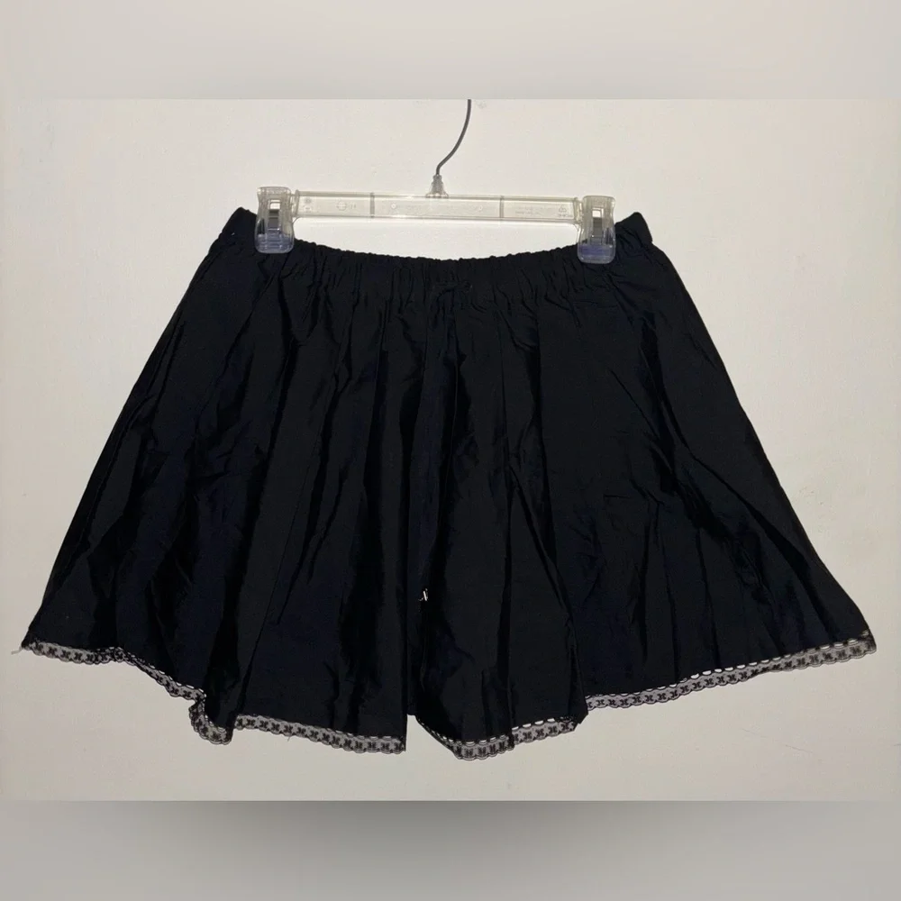 NWT J.Crew pleated tie-waist mini skirt Black Medium Preppy Casual Short